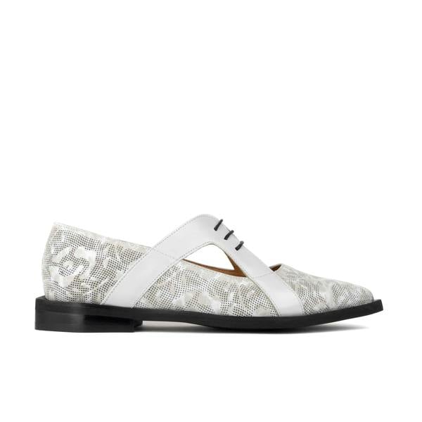 Embassy London Harlowe - Grey - Women's cutout leather lace up shoe