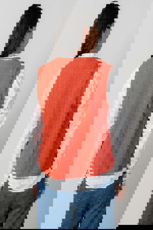 Lily & Me Marly Sleeveless Pointelle Knit Cardigan Red