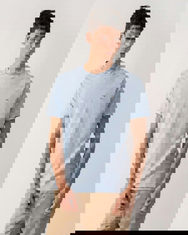 GANT Mens Regular Fit Short Sleeve Shield Logo T-Shirt - 457 Fresh Blue