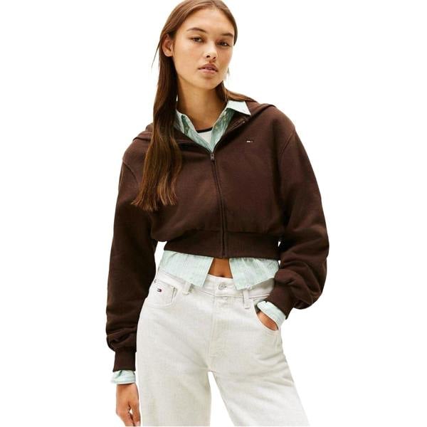 Tommy Jeans Womens/Ladies Crop Hoodie - Brown - 