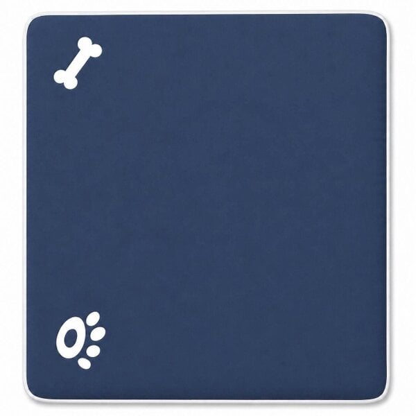 Night Zone Bone & Paw Print Pet Bed – Washable Dog & Cat Cushion with Removable Zip Cover - Navy