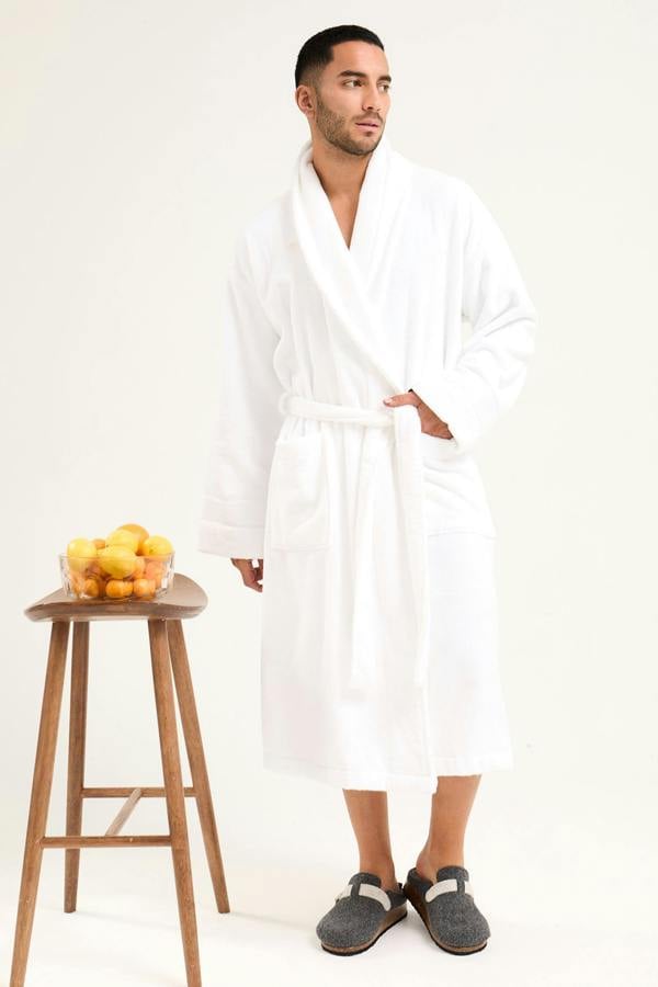 Mister You Bamboo Towelling Robe in Cloud White - Robes