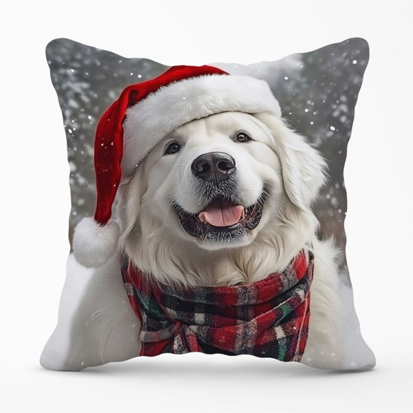 Warren Reed Christmas White Newfoundland Cushion