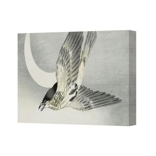 Benjamin Tate Design Canvas Art Print Falcon In Flight Over Moonlit Gray Scene