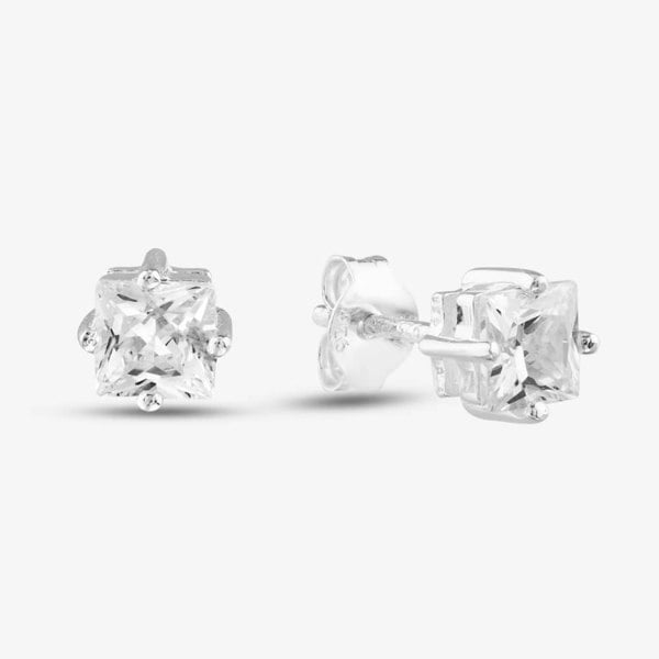 T. H. Baker Silver 5mm Square Cubic Zirconia Stud Earrings 8-58-3319