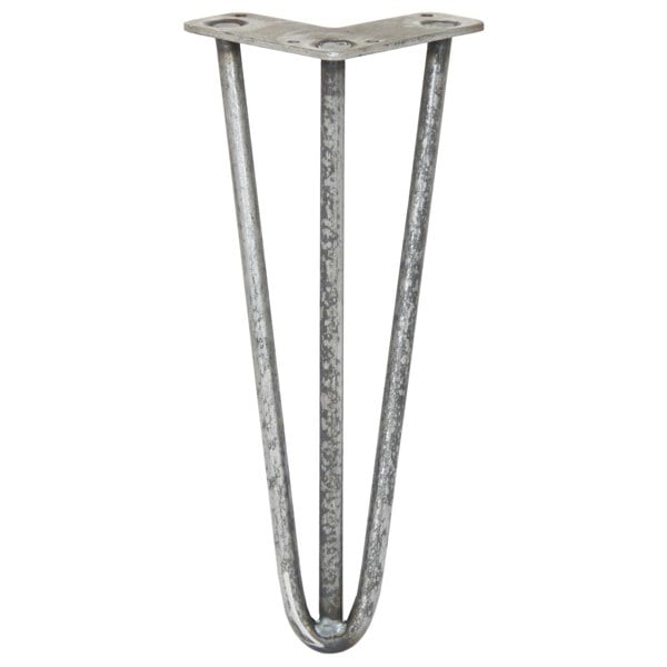 SkiSki 4 x 12" Hairpin Legs - 3 Prong - 12mm - Raw Steel