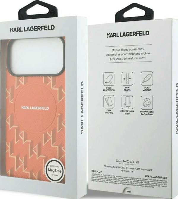 Karl Lagerfeld Monogram Logo Case with MagSafe for iPhone 17 Pro Max 6.9" Orange - KLHMP17X5PGKLMCO