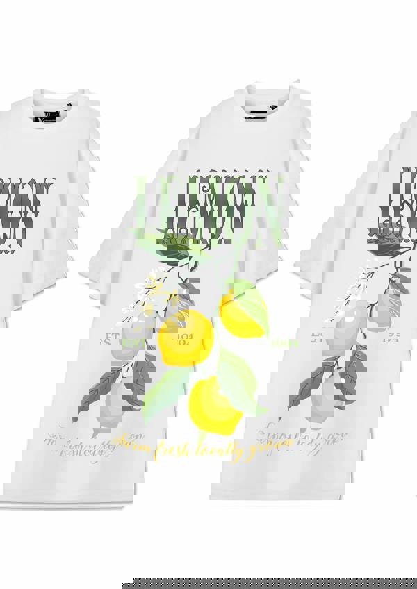 Show Me The Merch Womens White Lemon Short Sleeved T-Shirt