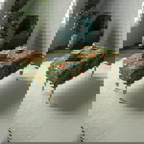 Handcrafted UK upholstered bedroom bench with vibrant palette statement fabric