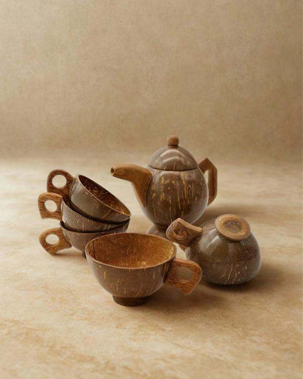CoirProducts Teapot and Teacups Garden Set