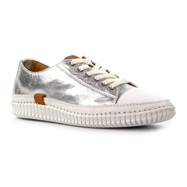 Lunar Womens Starlet II Leather Plimsolls - Silver