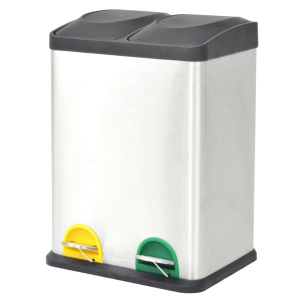 Berkfield Recycling Pedal Bin Garbage Trash Bin Stainless Steel 36 L