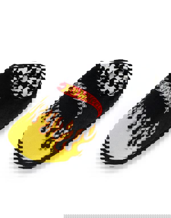 Hot Wheels Mens Black Character Mule Slippers