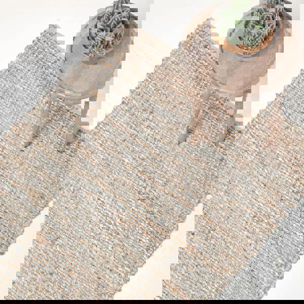 HOMESCAPES Madras Leather Hemp Rug