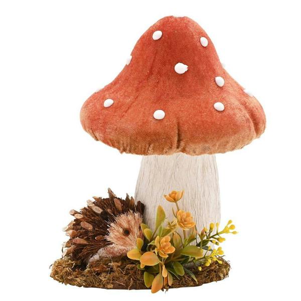 Country Living Handmade Hedgehog Ornament with Mushroom