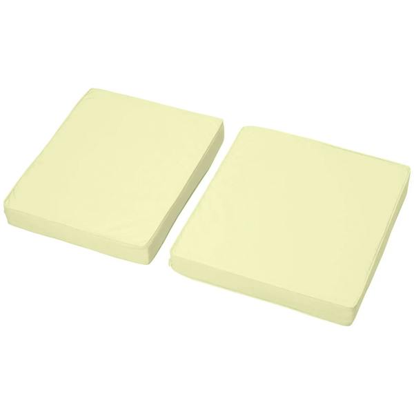 Cream square seat and back cushions set, two padded panels