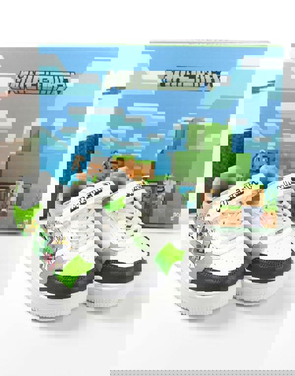 Minecraft Boys White Creeper Velcro Trainers
