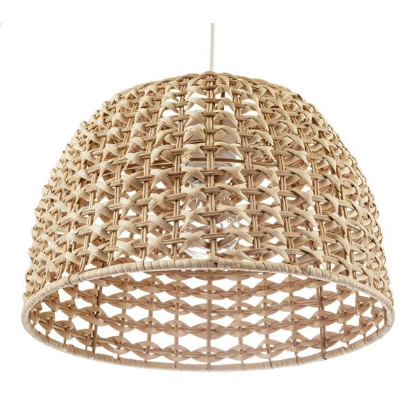 Vintage Intricate Woven Lattice Light Toned Rattan Pendant Light Shade Image 5