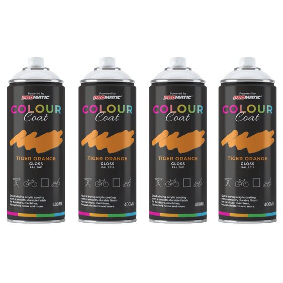 Colour Coat 4X Tiger Orange RAL 2011 Gloss Spray Paint 400ml