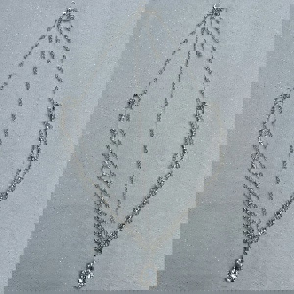 Hair jewellery accessory, silver tone layered chains, teardrop crystal pendant with diamante border, elegant decorative headpiece, bohemian festival inspired style, sparkling statement hair accessory, chic stylish gift for her
