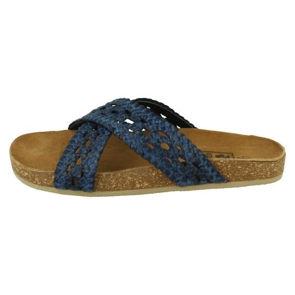 Down to Earth Ladies Down To Earth Leather X Strap Mule Sandals F00429