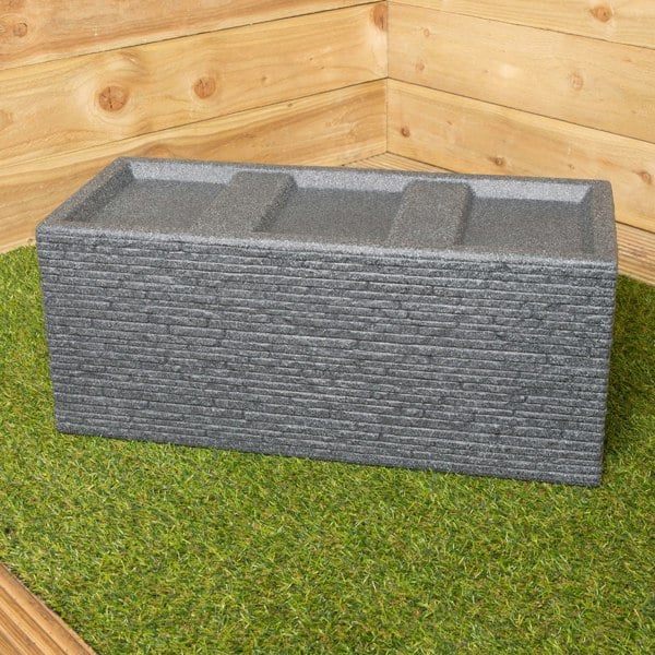 Samuel Alexander 25cm Plastic Ash Grey Slate Effect Garden Patio Trough