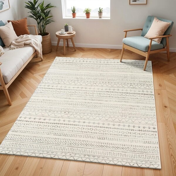 Livabliss Pisa PSS2304 Geometric Grey Charcoal Off-White Rug