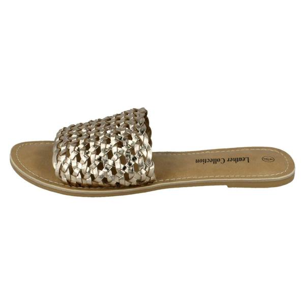 Leather Collection Ladies Leather Collection Flat Weave Mule Sandals