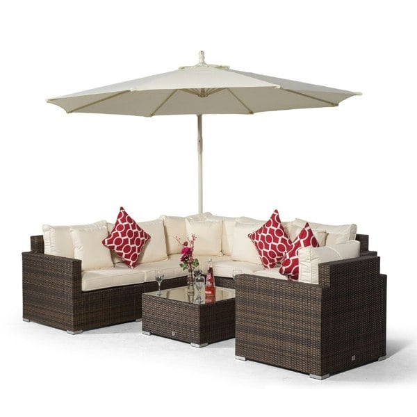 Giardino Havana 6 Seat Rattan Corner Sofa and Armchair Set with Coffee Table