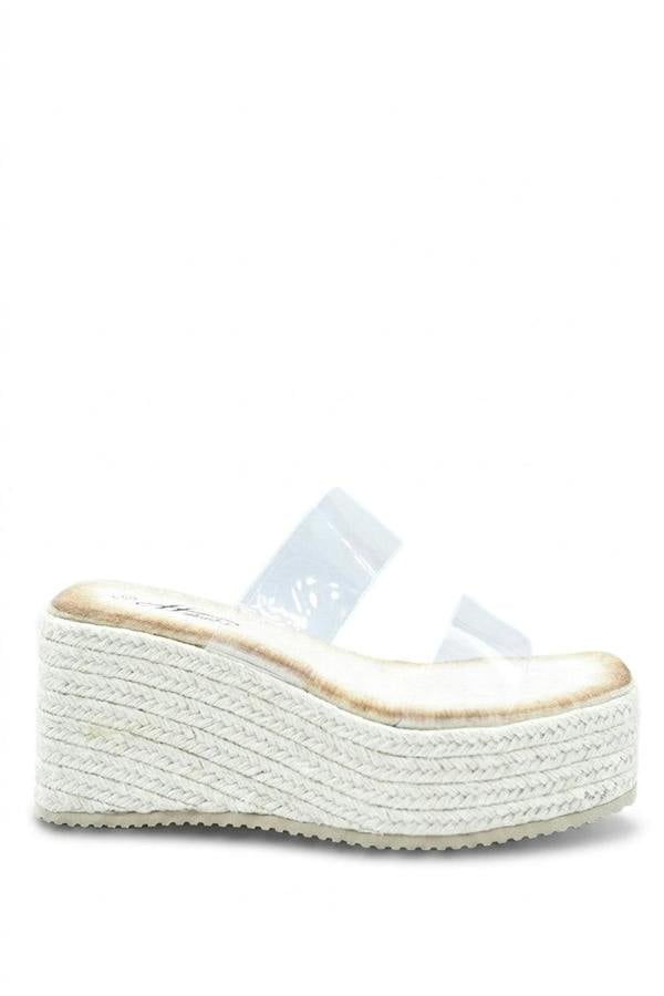 Arissa Transparent Double Strap Platform Wedge Heels - Beige_wb