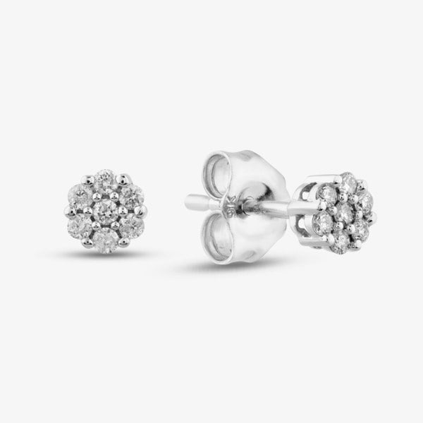 T. H. Baker 9ct White Gold 0.12ct Diamond Flower Stud Earrings TH0123647