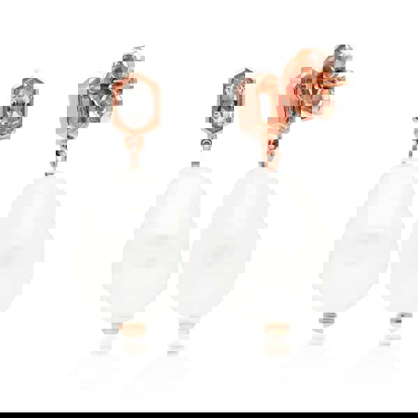 270E030510925 Modern Baroque Pearl & White Topaz Drop Earrings in Rose Gold Plated Silver 4