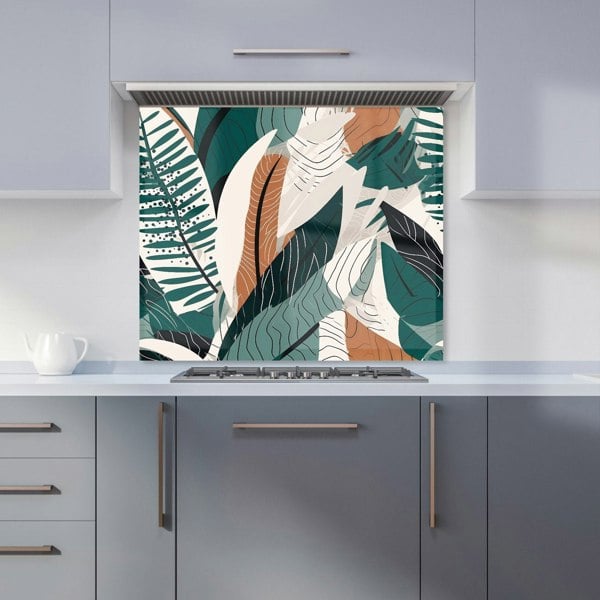 Warren Reed - Designer Autumn Tropical Leaves Green Brown Kitchen Splashback