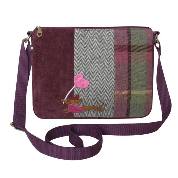 Earth Squared Dachshund Dog Wool Tartan Tweed Messenger Bag