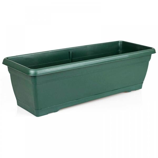 Gr8 Garden Set of 4 Large 72cm Green Plastic Garden Trough Planters Balcony Window Plant Box Pots