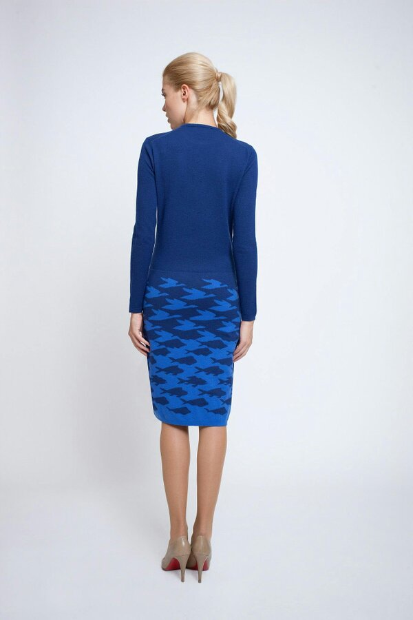 Sea & Sky two-tone blue jacquard knitted dress