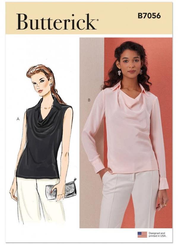 Butterick Sewing Pattern 7056, Tops for Women, B7 (6-8-10-12-14-16-18) - Intermediate