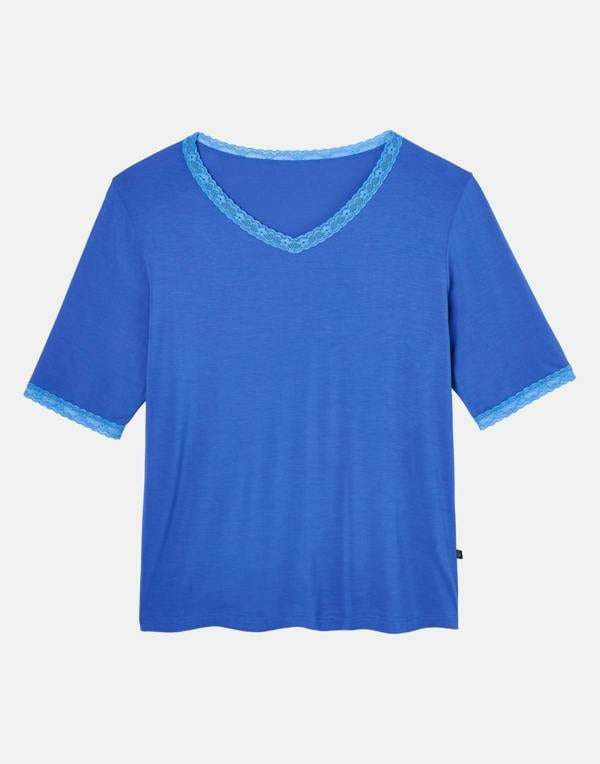 British Boxers Women's Bamboo Lace Pyjama Set – Ultra Blue