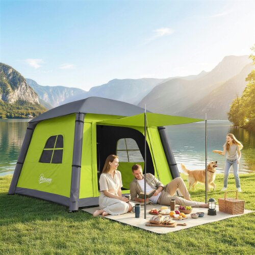 Outsunny Inflatable Camping Tent, Easy Setup 2 Man Tent, Green