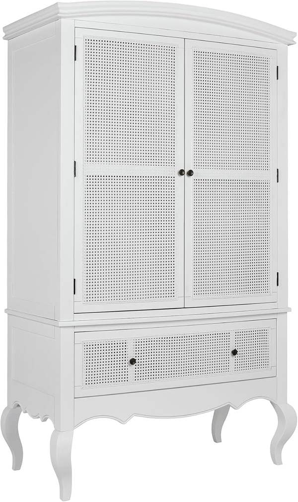 Statement Furniture Louis Large French Combi Wardrobe with Cane Rattan Doors and Drawer