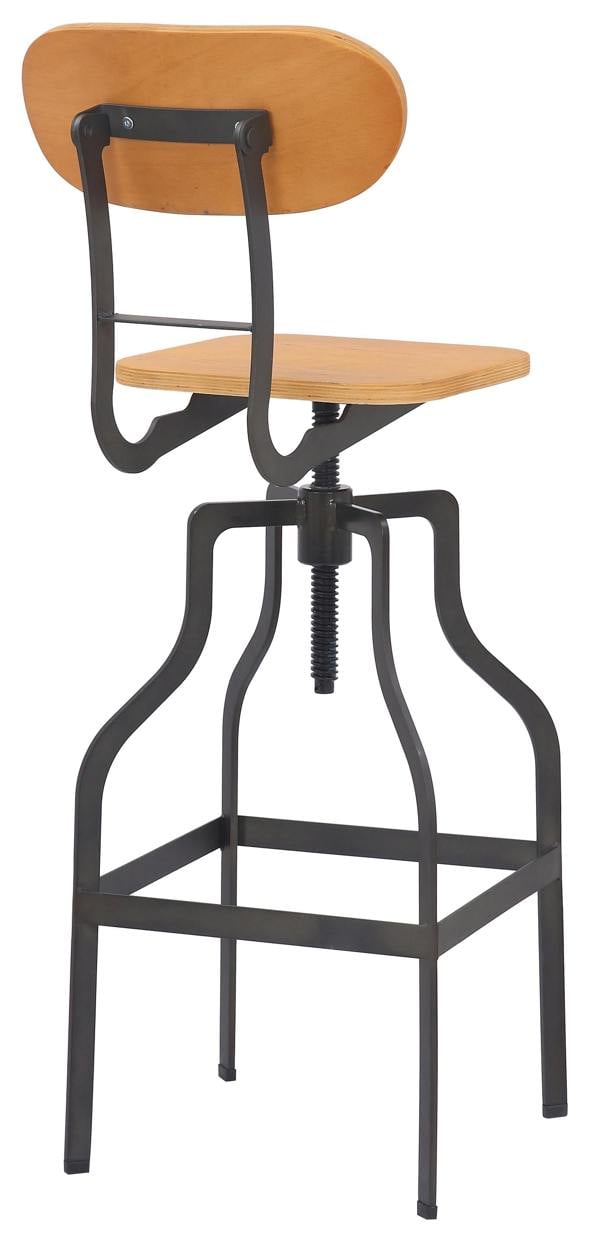 Lamboro Bolzano Single Vintage Kitchen Bar Stool, Steel Legs, Height Adjustable Screw Swivel, Breakfast Bar & Home Barstool, Natural