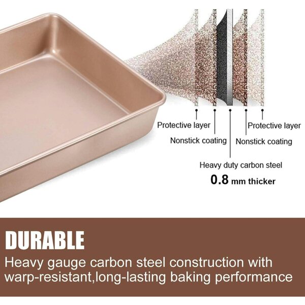 Dyzi 3 Piece Non-Stick Deep Baking Tray Set Carbon Steel Rose Gold