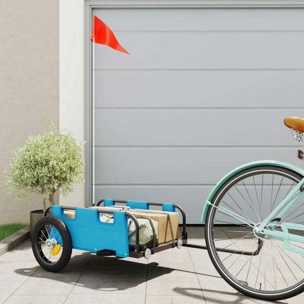 Berkfield Cargo Bike Trailer Blue Oxford Fabric and Iron