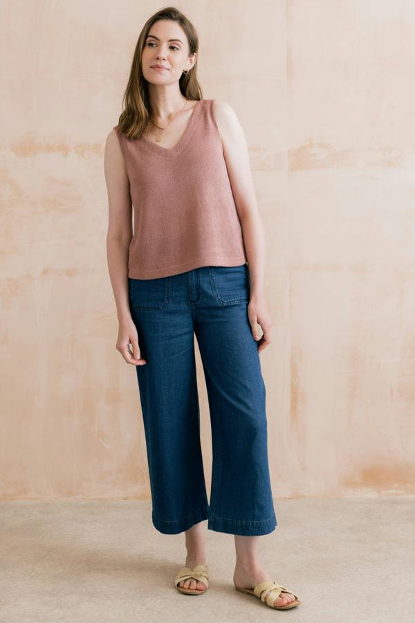 Lily & Me Ginnie Knit V-Neck Vest Soft Pink