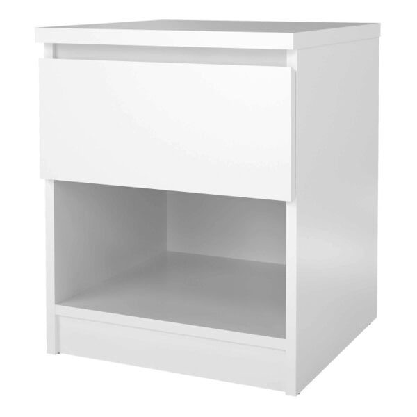 Wyld Haus Budapest White Wooden Bedside Table 1 Drawer 1 Shelf