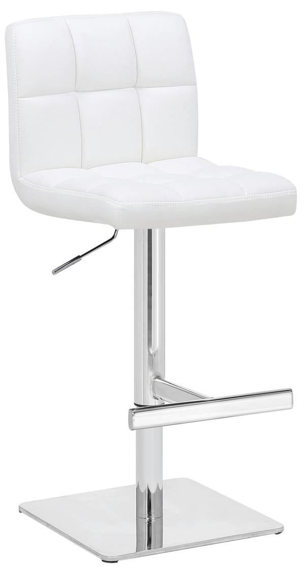 Lamboro Allegro Deluxe Kitchen Bar Stool, Adjustable Swivel, Chrome Footrest & Weighted Base, White