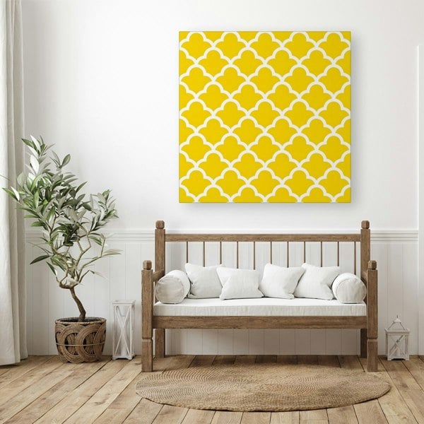 Warren Reed Geometric Yellow Quatrefoil Wave Canvas