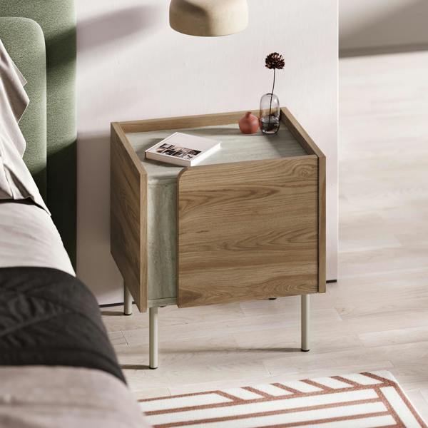 Decortie Bedside Table Soft-Close Door Storage Cabinet Modern Nightstand with Metal Legs Bedroom Space Saver