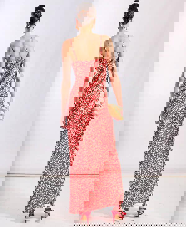 Red Animal Maxi Slip Dress