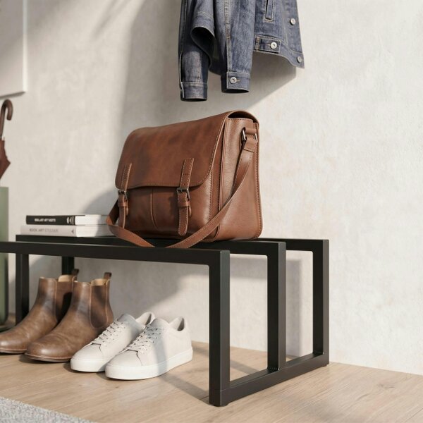 Decortie Roya Hall Set Shoe Rack, 5 Metal Hook Wall Rail 72 x 30 x 50.2 cm